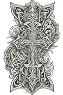 cross surrounded, tribal,  tattoo design idea