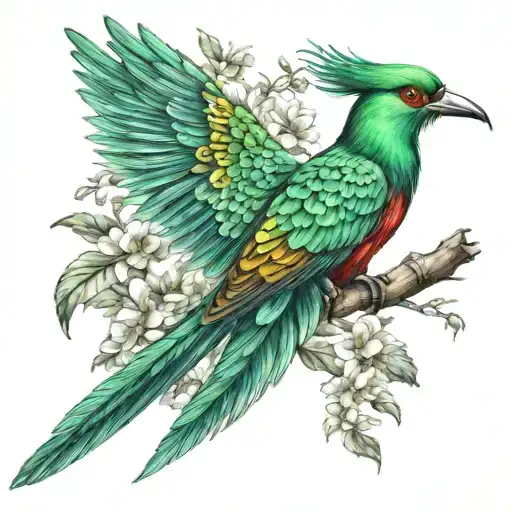quetzal bird tattoo design idea