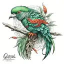 quetzal bird tattoo design idea