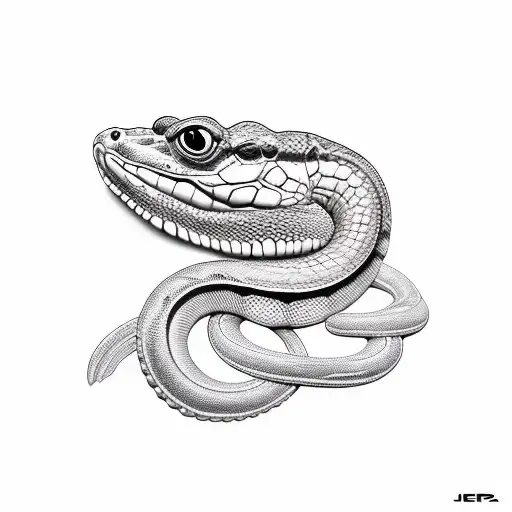 pez, rana, serpiente, aves y mamífero tattoo design idea