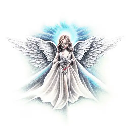 kneeling angel tattoo design idea