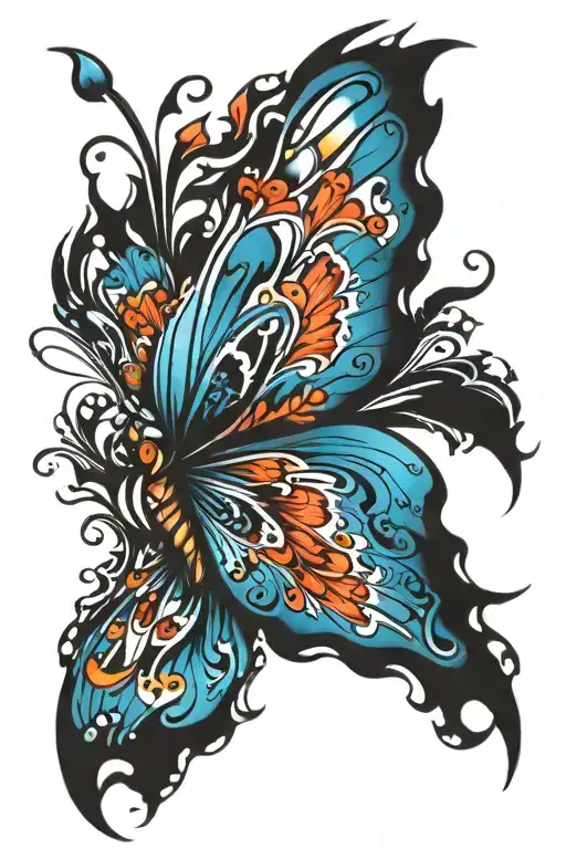 butterfly's wings vivid blue tattoo design idea