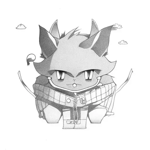 Anime character taking a road trip tattoo design idea