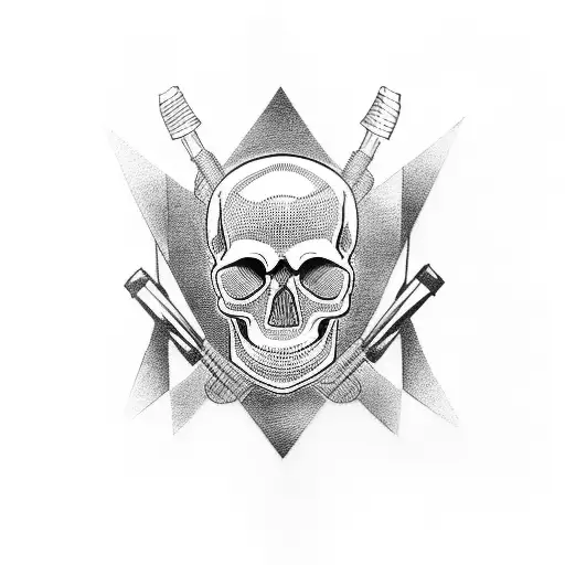 skull and car parts and tools tattoo design idea