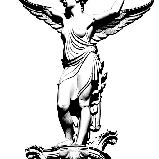 winged victory with laurel wreath from victor manuel monument tattoo design idea