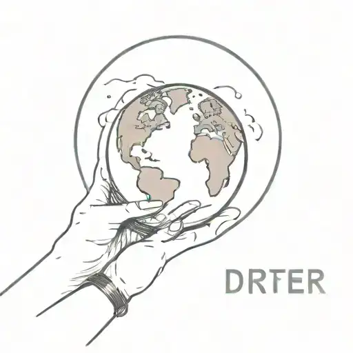 earth globe with a word drifter running alongside tattoo design idea