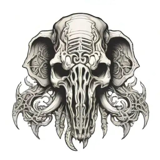 elephant head skull inspired by h r giger tattoo design idea