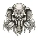 elephant head skull inspired by h r giger tattoo design idea