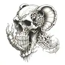 elephant head skull inspired by h r giger tattoo design idea
