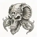 elephant head skull inspired by h r giger tattoo design idea