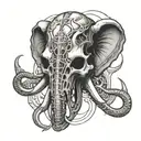 elephant head skull inspired by h r giger tattoo design idea
