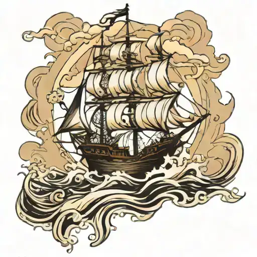 BLACK PEARL ROUGH SEAS tattoo design idea