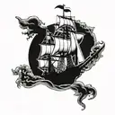 BROKEN PIRATE SHIP tattoo design idea