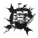 BROKEN PIRATE SHIP tattoo design idea