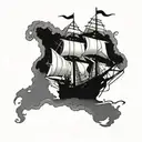 BROKEN PIRATE SHIP tattoo design idea