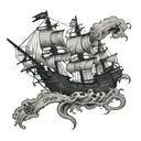 BROKEN PIRATE SHIP tattoo design idea