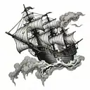 BROKEN PIRATE SHIP tattoo design idea