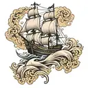 BLACK PEARL ROUGH SEAS tattoo design idea