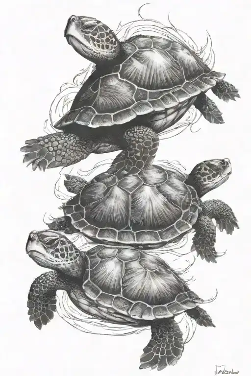 turtle swimming alongside tattoo design idea