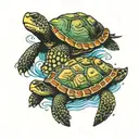 turtles swimming alongside tattoo design idea