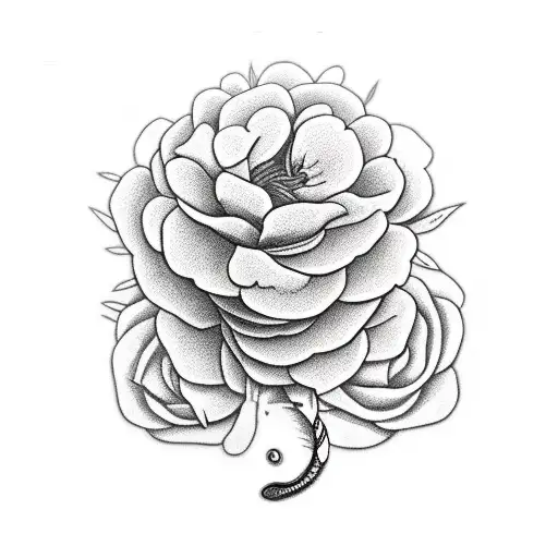 Sword snake and peonies tattoo design idea