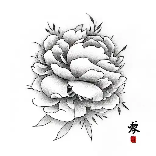 Sword and peonies tattoo design idea