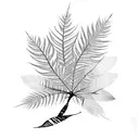 maine sumac tree with feathers falling as leaves tattoo design idea