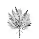 maine sumac tree with feathers falling as leaves tattoo design idea
