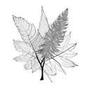 maine sumac tree with feathers falling as leaves tattoo design idea