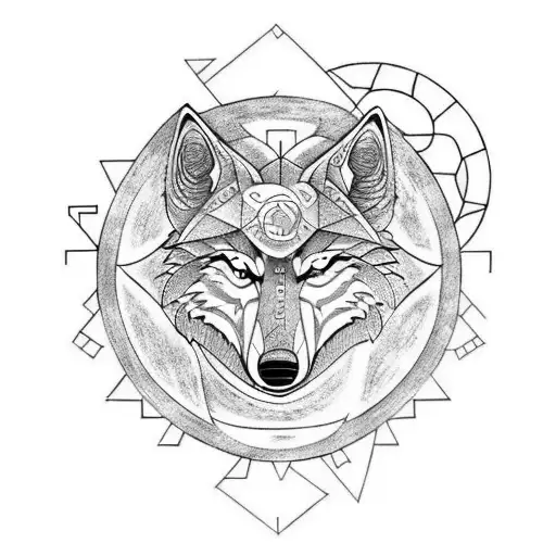  fenris wolf in mechanical rune tattoo design idea