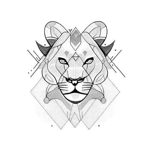 Mountain climbing lion tattoo design idea