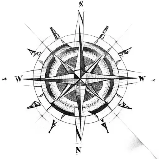 A compass rose intertwined with different landmarks from around the world tattoo design idea