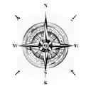 A compass rose intertwined with different landmarks from around the world tattoo design idea