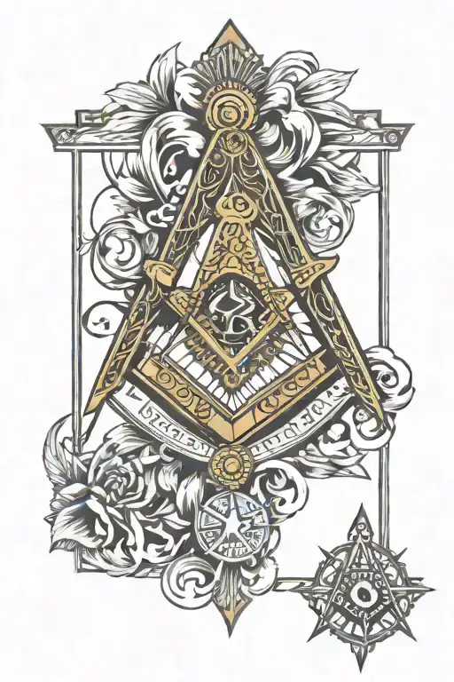 freemason square and compass tattoo design idea