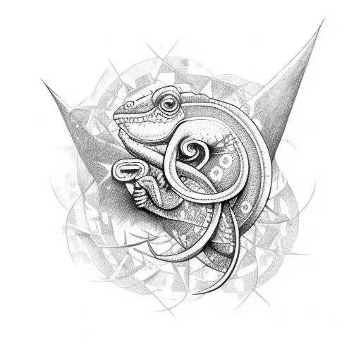 a cancer zodiac sign combined with a chameleon tattoo design idea