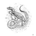 a cancer zodiac sign combined with a chameleon tattoo design idea