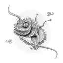 a cancer zodiac sign combined with a chameleon tattoo design idea