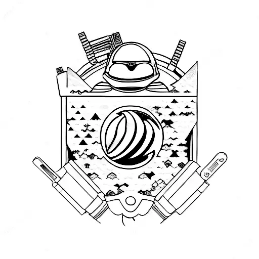 Sleeve in the form of pop culture emblems (games, movies and TV series) tattoo design idea