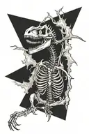dark dinosaur skeleton tattoo design idea