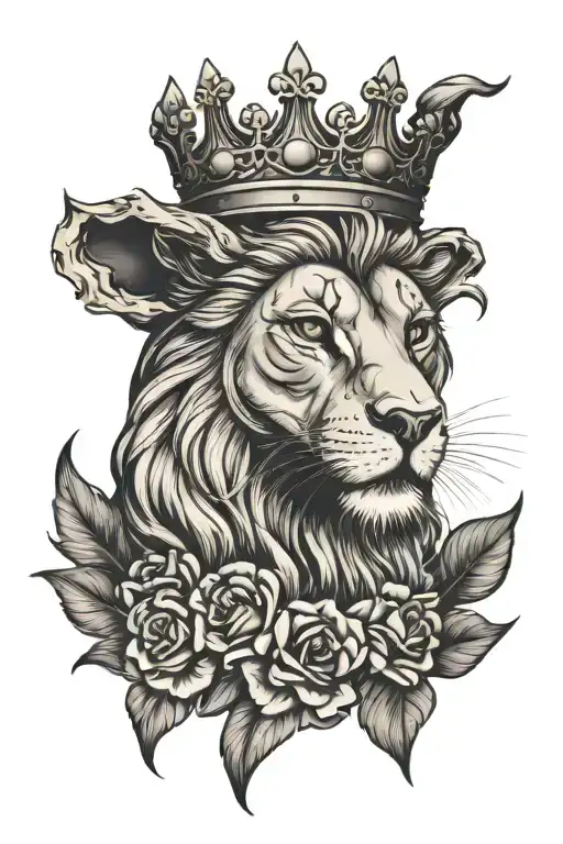 Christian with lion crown tattoo design idea