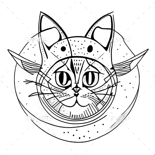 Cat sitting on a crescent moon tattoo design idea