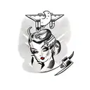 switchblade pinup tattoo design idea