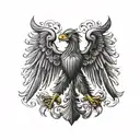 Create a black tattoo showing the German federal eagle. The eagle should look pale... have ruffled feathers, an evil eye tattoo design idea