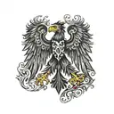 Create a black tattoo showing the German federal eagle. The eagle should look pale... have ruffled feathers, an evil eye tattoo design idea