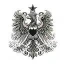 Create a black tattoo showing the German federal eagle. The eagle should look pale... have ruffled feathers, an evil eye tattoo design idea