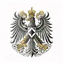 Create a black tattoo showing the German federal eagle. The eagle should look pale... have ruffled feathers, an evil eye tattoo design idea