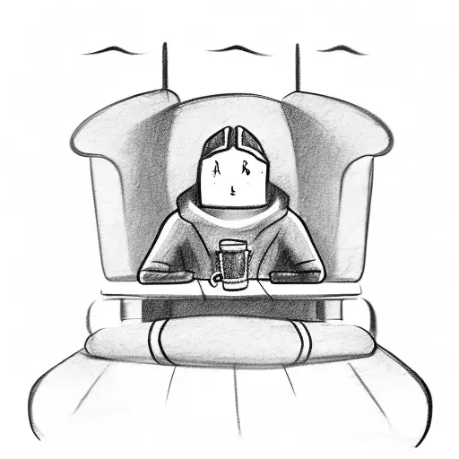 A sketch-style design featuring a melancholic figure sitting alone in a dimly lit movie theater tattoo design idea