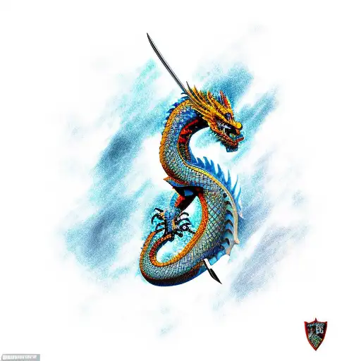 dragon wrapped around a sword  tattoo design idea