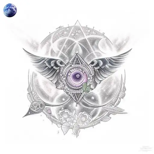 floral feminim tattoo with phrases of the moon and a pintch of stargate, star trek and acotar tattoo design idea