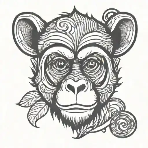 Cute monkey head tattoo design idea